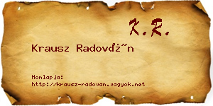 Krausz Radován névjegykártya
